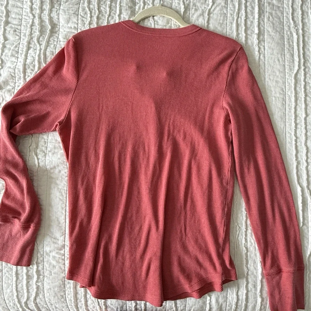 Aerie Henley Top Bella Swan Waffle Knit Twilightcore Red Button Y2K‎ Sz XL - Picture 6 of 8